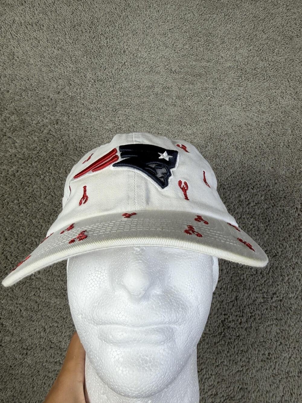 New England Patriots Hat Cap Strap Back Mens One Size White Lobster NFL '47